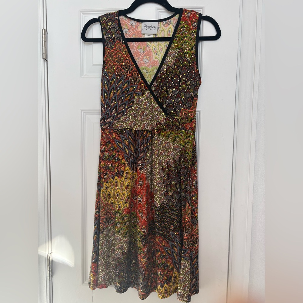 Dream Dance Midi Dress‎ in Multicolor/Gold Sparkle